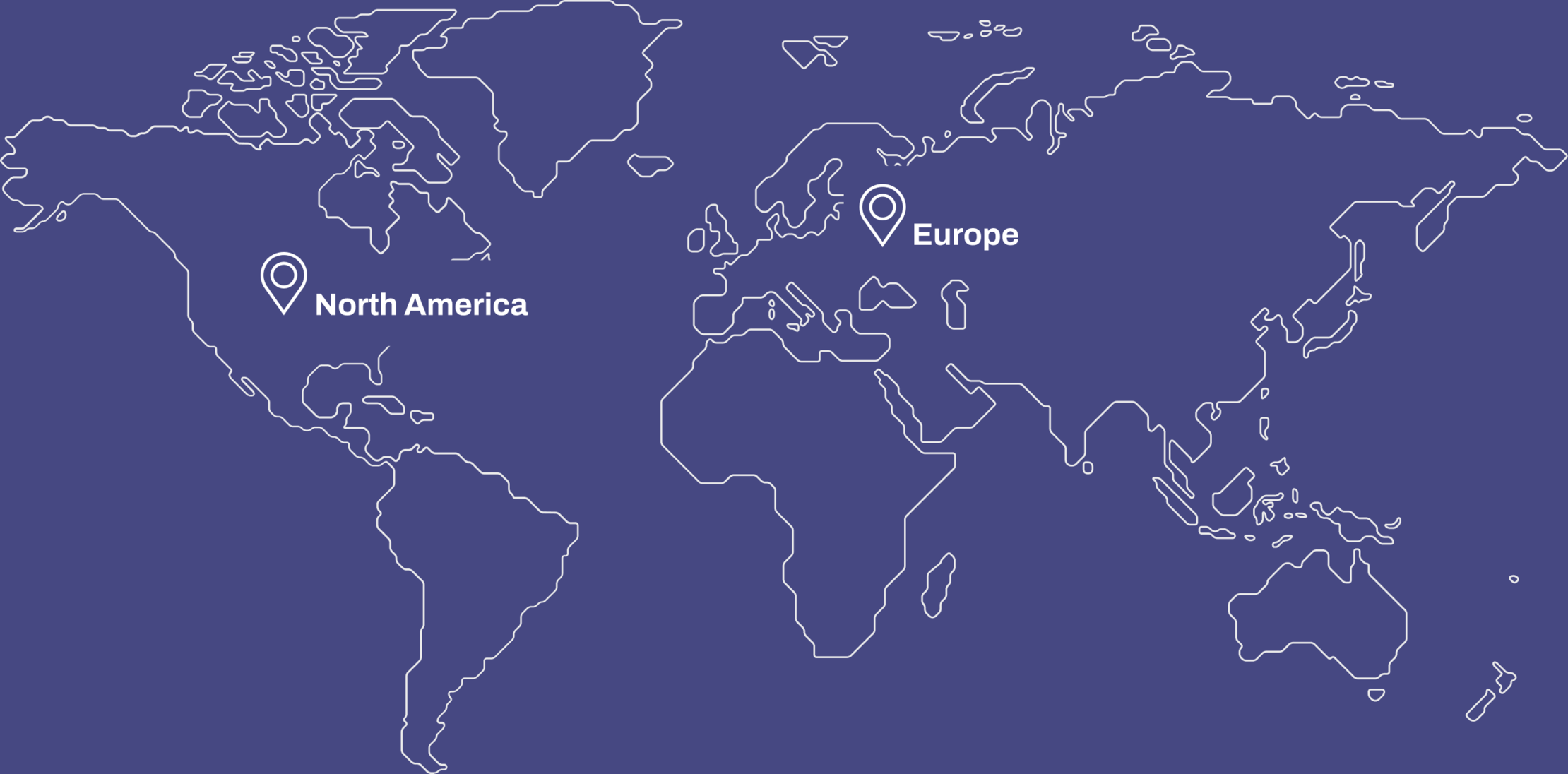World map highlighting North America and Europe.